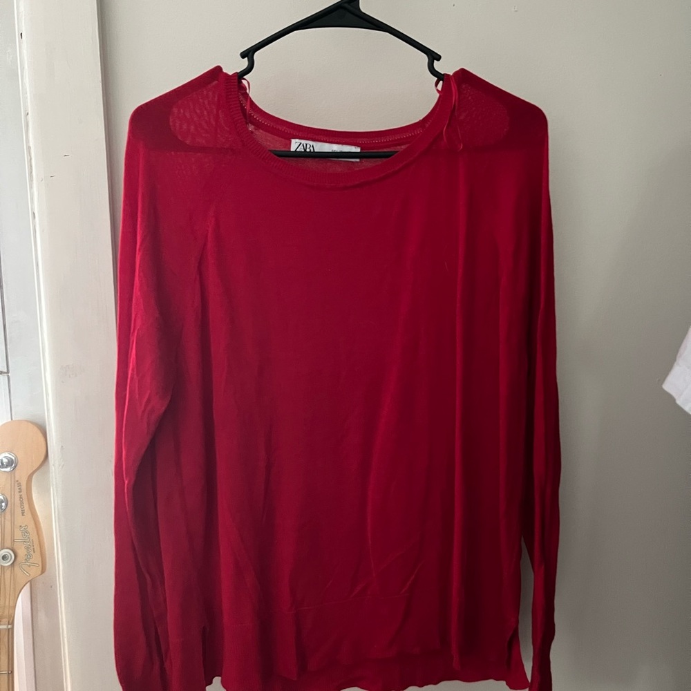 Zara Red Long Sleeve Tee